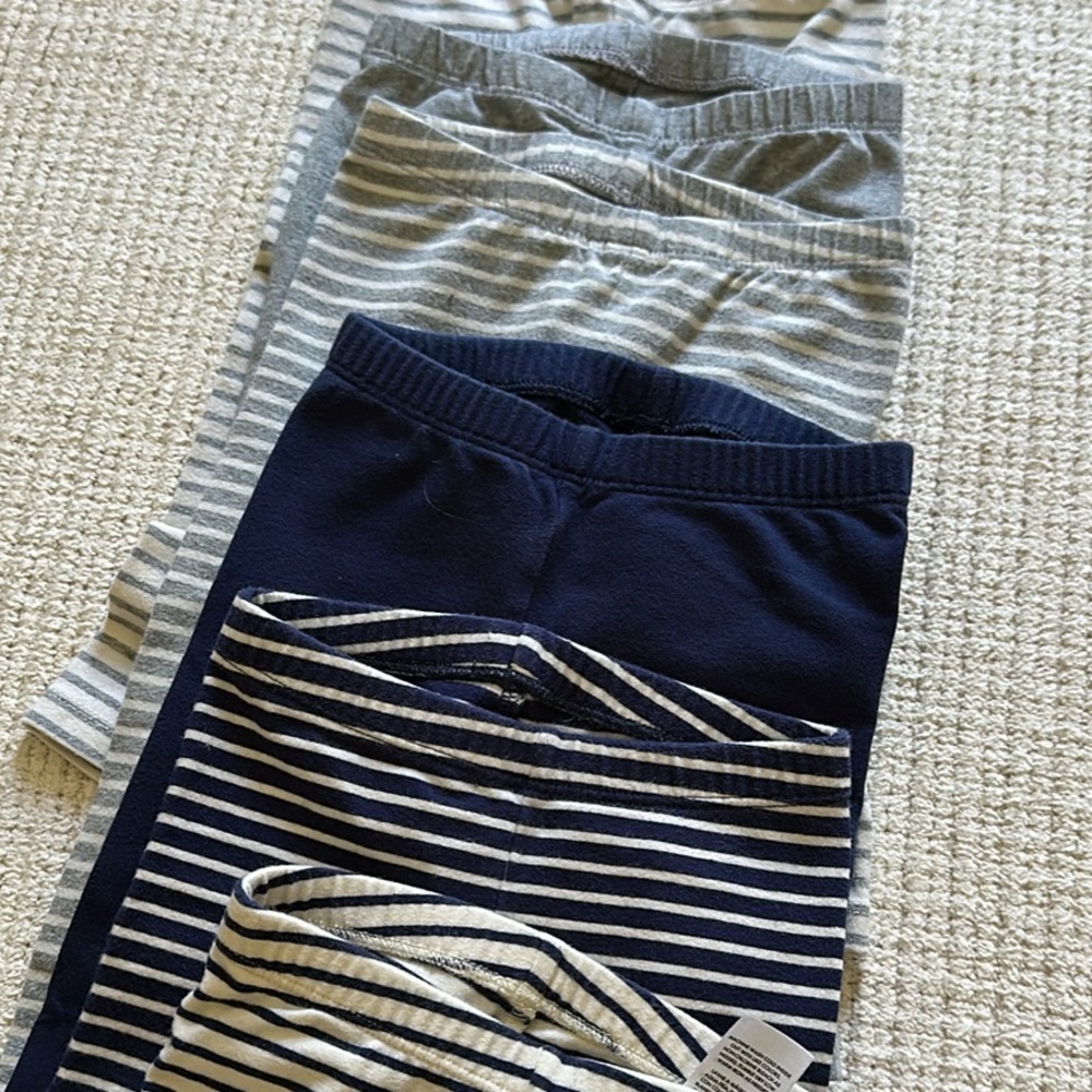Striped Kids Bottoms Set - Navy and Gray